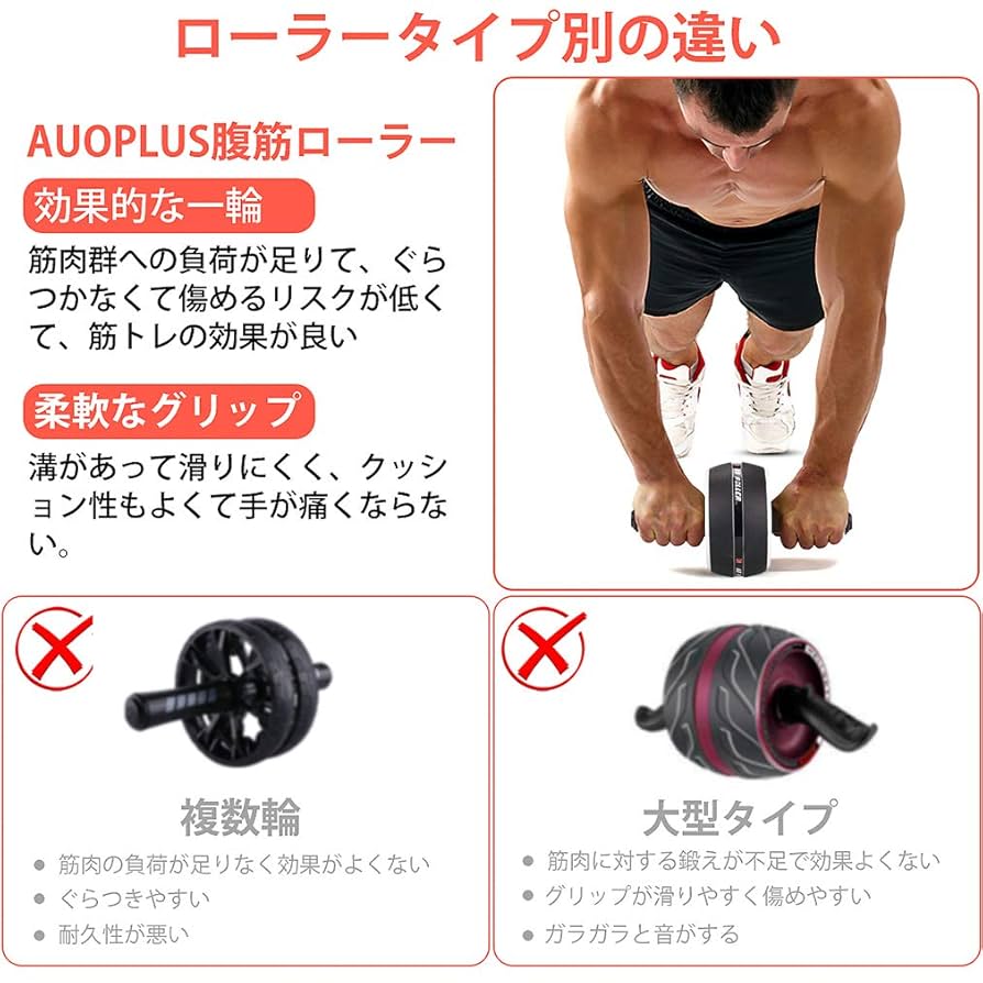 Amazon.co.jp: AUOPLUS 腹筋ローラー 膝マット付き アブホイール